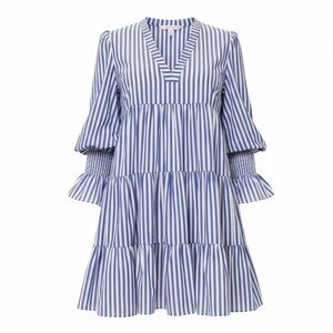 Pomander Place Blue & White Stripe Cotton Poplin “Kenzo” Dress Size Small